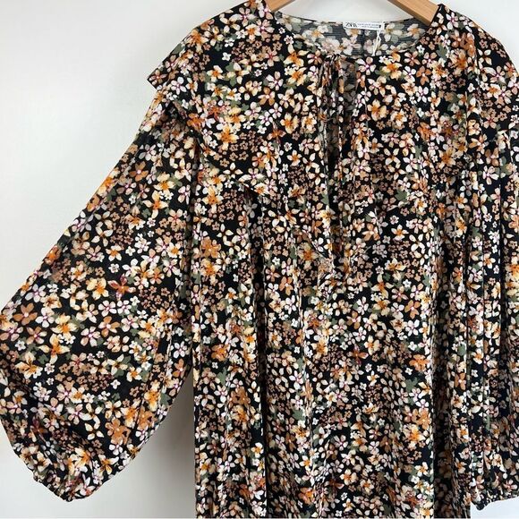 Zara Dresses & Skirts - Zara Floral Print Ruffled Boho Balloon Sleeve Dress - Casual and Flowy Summer